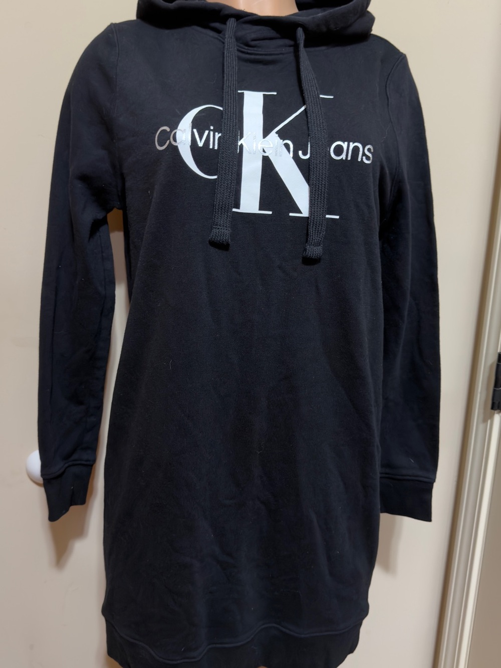 Calvin Klein Black Hoodie sweatshirt Dress with White CK Logo